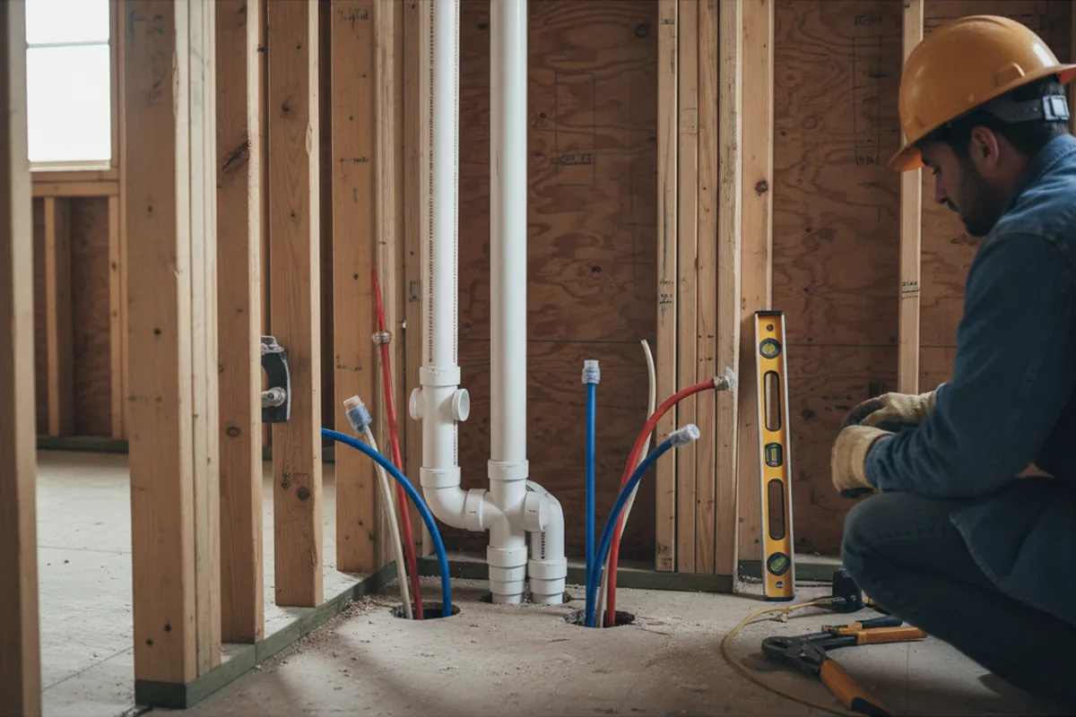Drain and supply rough-in during Sump Pump Repair in Eagle Pass
