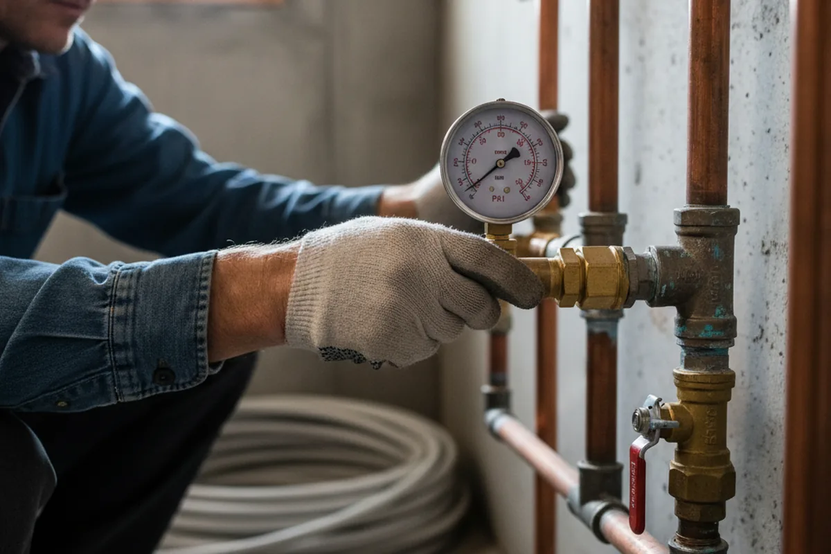 Pressure testing a repaired line during Water Line Repair in Eagle Pass